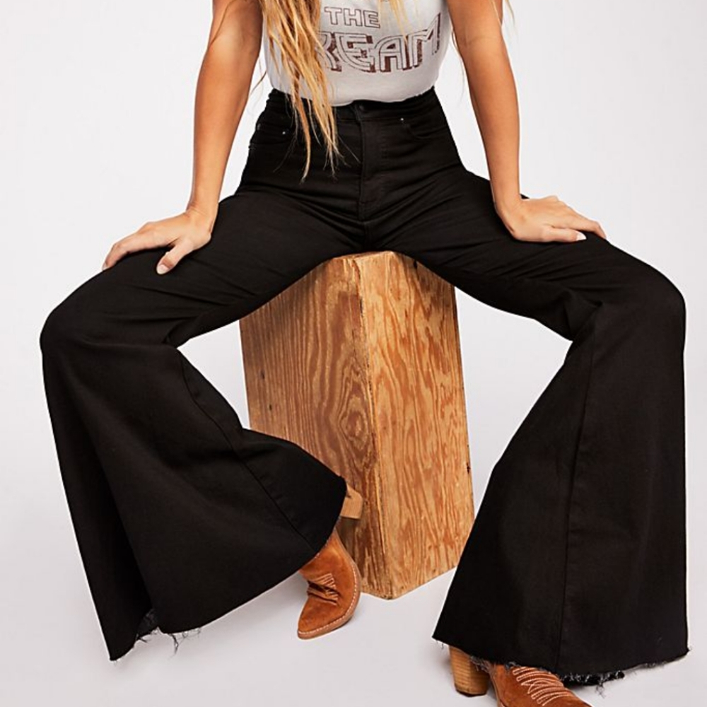 Free people crvy super high rise lace up flare